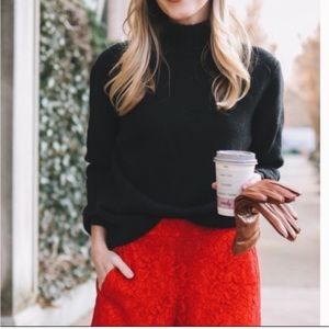 J. Crew Black Side Slit Knit Turtleneck Medium